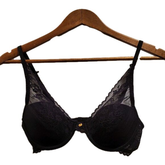 Natori 34B Black Cherry Blossom Bra 721191 Convertible Underwire Lace - Picture 3 of 7